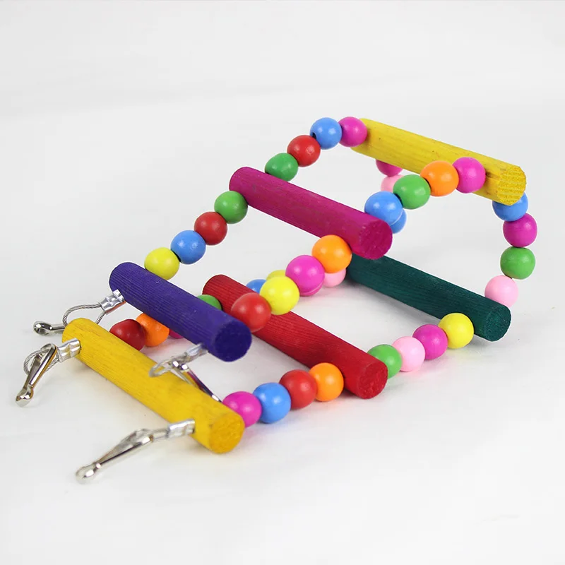 

Parrot Multi Ladder Bridge Wood Ladders Parrot Swing Suspension Bridge Colorful Natural Wood Climbing Toy Pets Bite Toy
