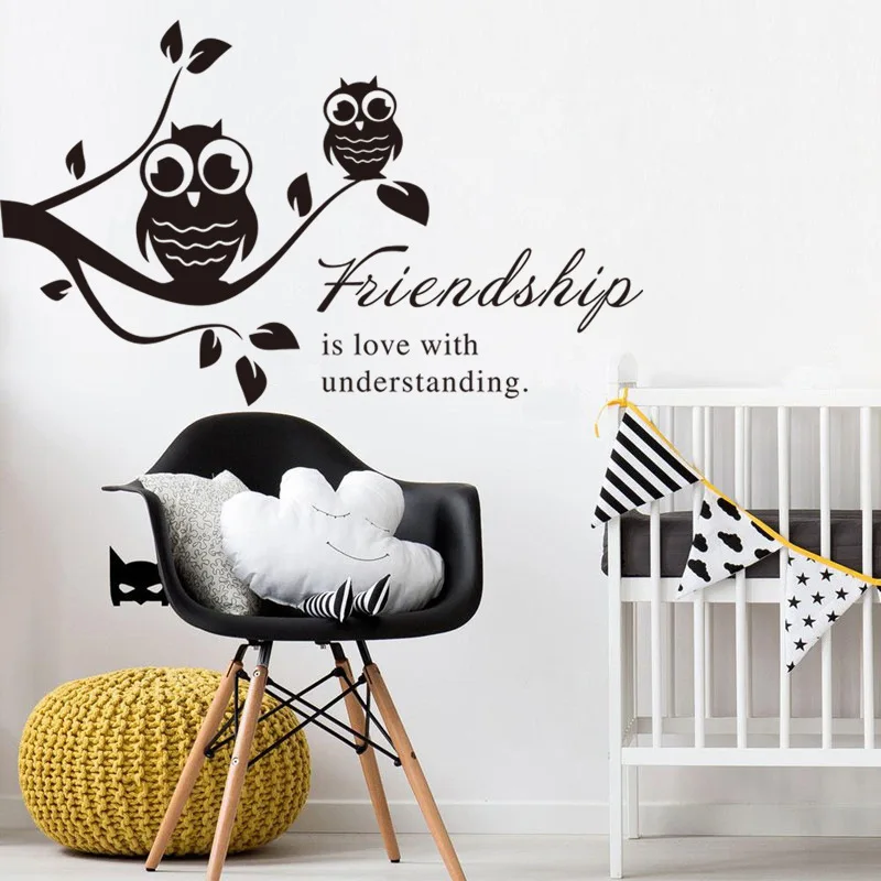 Совы на дереве детские наклейки стены украшения комнаты Съемный Детские для