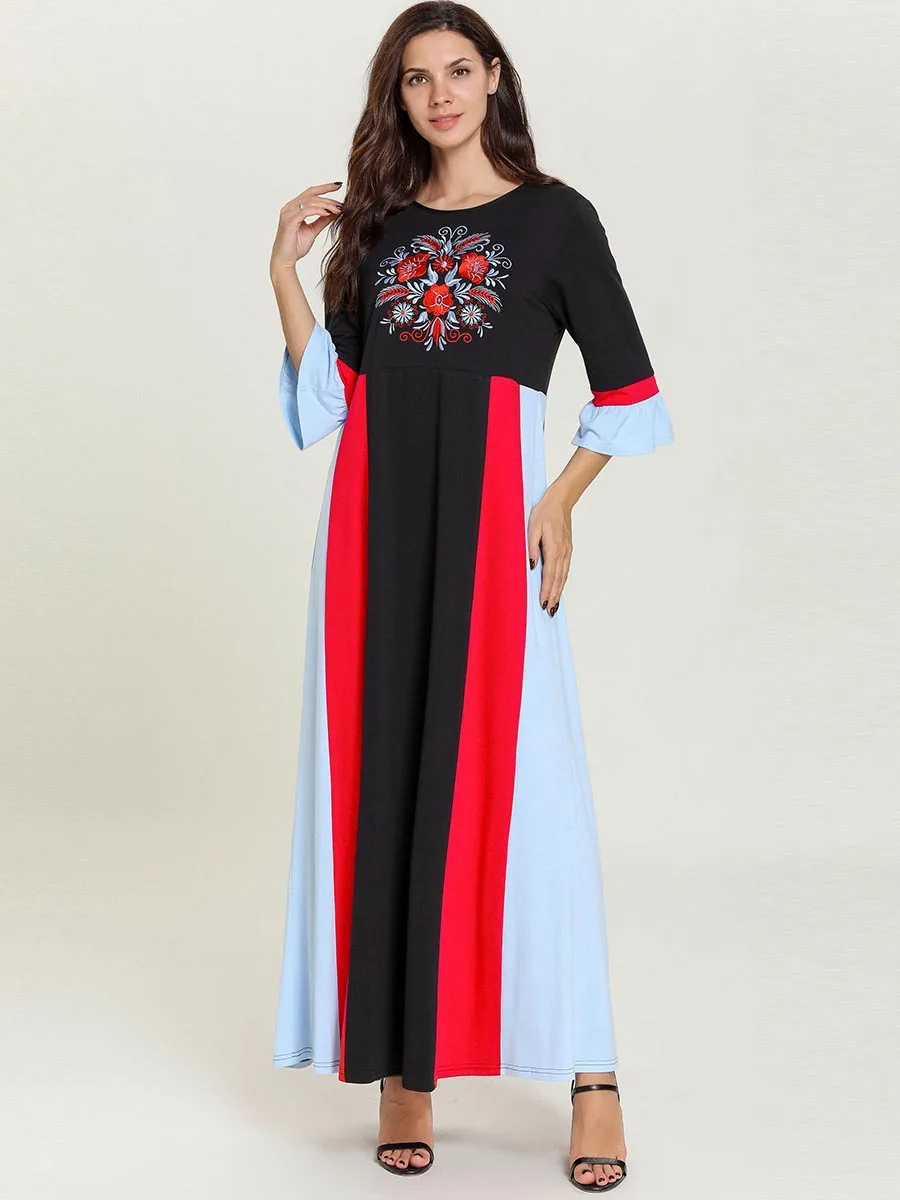 Новое модное женское платье с цветочным принтом мусульманское Длинное свободное