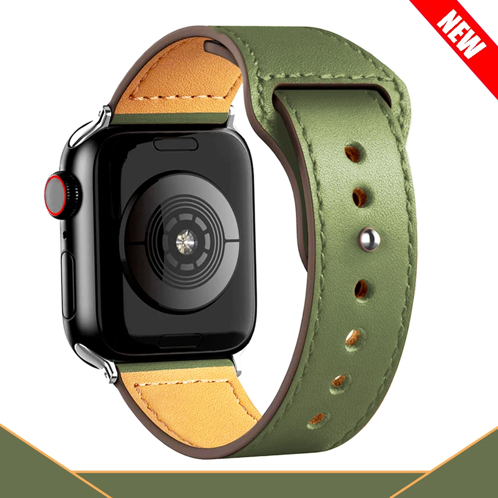 Кожаный ремешок для Apple watch band 44 мм 40 42 38 аксессуары смарт часов спортивный браслет