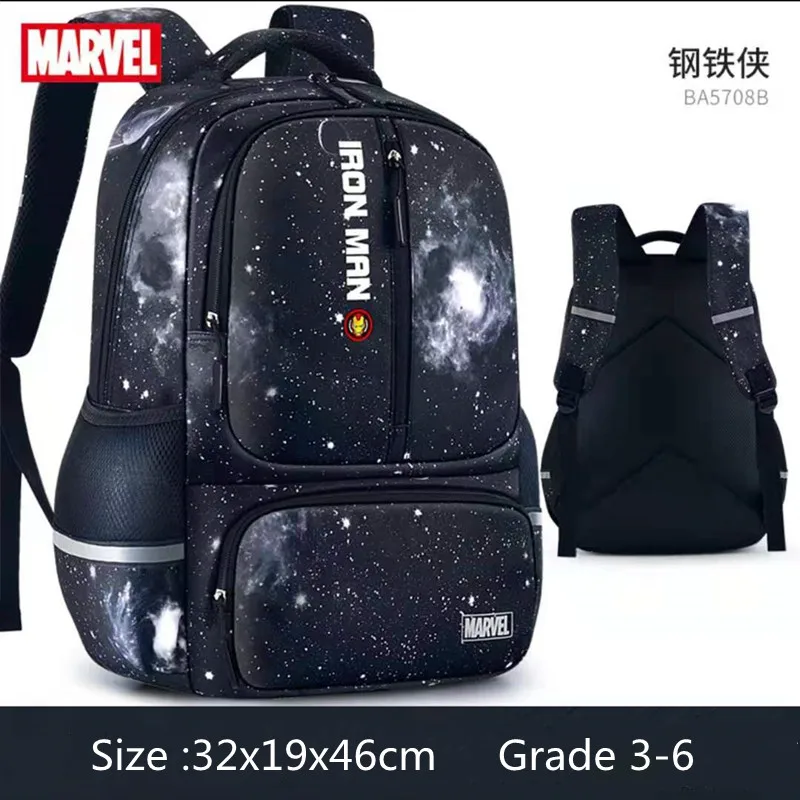 Disney New School Bags For Boys Primary Middle Student Shoulder Orthopedic Backpack Large Capacity Spider Iron Man Mochilas