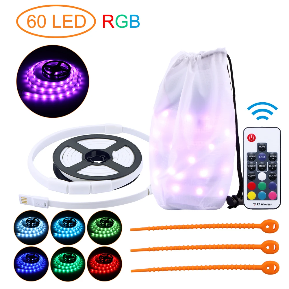 

Waterproof Camping RGB LED Strip Light Lantern Lamp 1.5m SMD 2835 DC5V USB LED Rope Light Outdoor Hiking Camp Tent Hanging Lamp