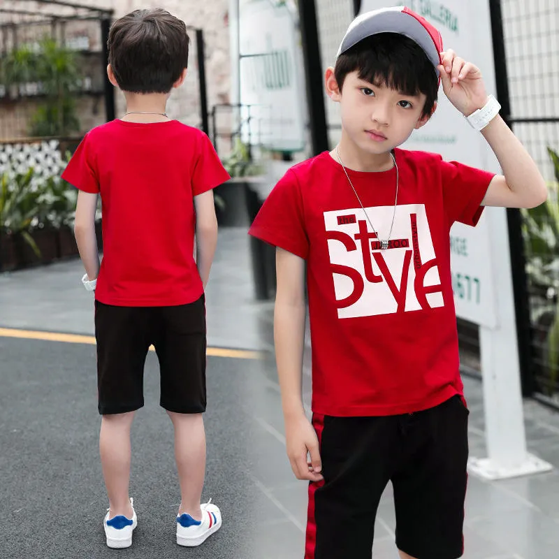 Boys Clothes Set Short Sleeve T-Shirt +Pants Summer Kids Boy Sports Suit Children Clothing Outfits Teen 5 6 7 8 9 10 11 12 Years