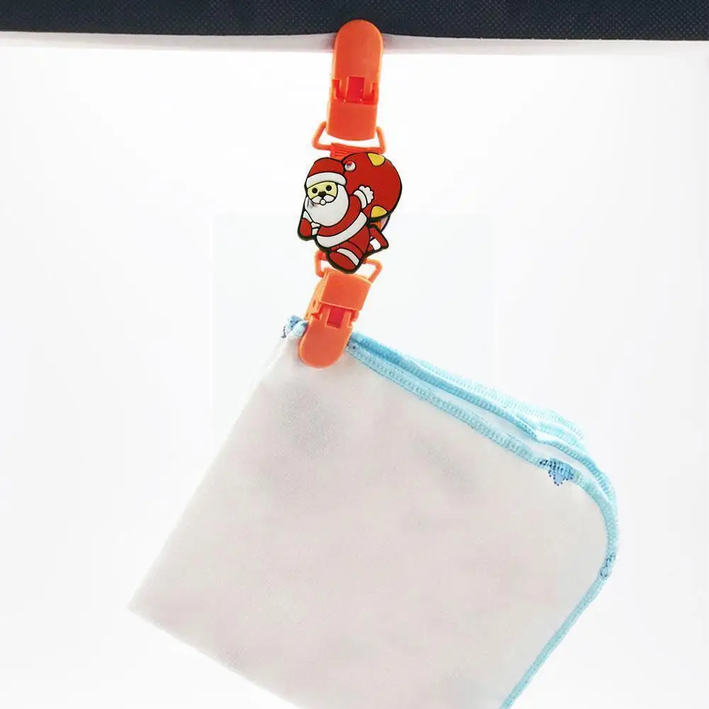 

Baby Double-head Clip Newborn Silicone Handkerchief Claus Towel Santa Clip Clip Holder Tree Saliva Feeding Christmas Clip C C9O2