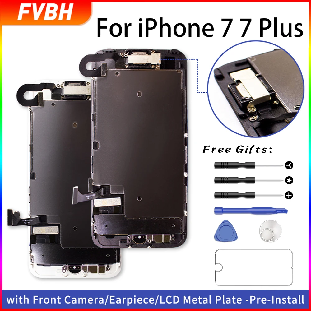 Класс AAA++ полный ЖК-дисплей для iPhone 7 7 Plus 3D сенсорный дигитайзер сборка замена экрана+ фронтальная камера+ динамик+ подарки