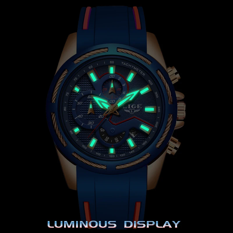 LIGE модные мужские часы Топ бренд класса люкс многофункциональные спортивные с