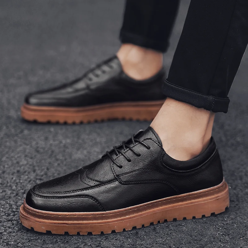 2020 стильные модные мужские туфли Повседневные Классические черные коричневые