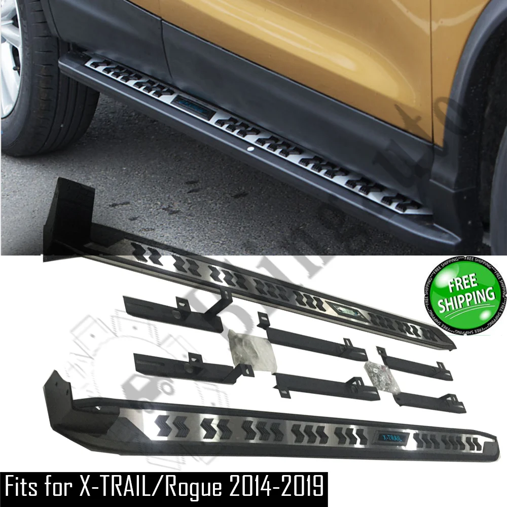 

Fits for Ni ssan X-trail Rogue 2014-2019 2Pcs left right running board side steps nerf bar car pedal side stairs