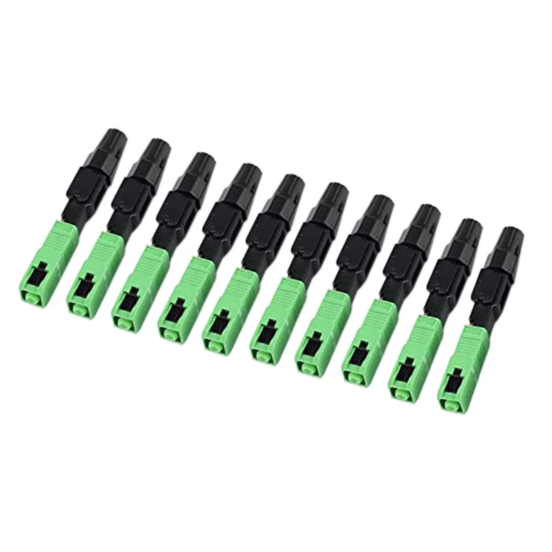 

10Pcs Sc/Apc Fiber Optic Connector Embedded Single Mode Component Fiber Optic Quick Connector-Black + Green Retail