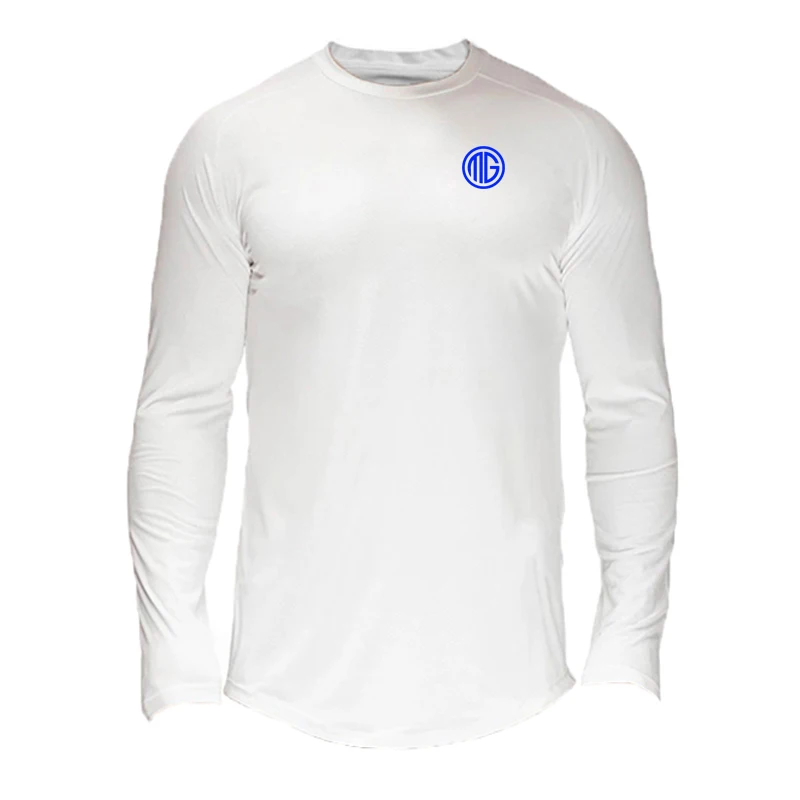 Мужская спортивная футболка с круглым вырезом длинным рукавом | одежда