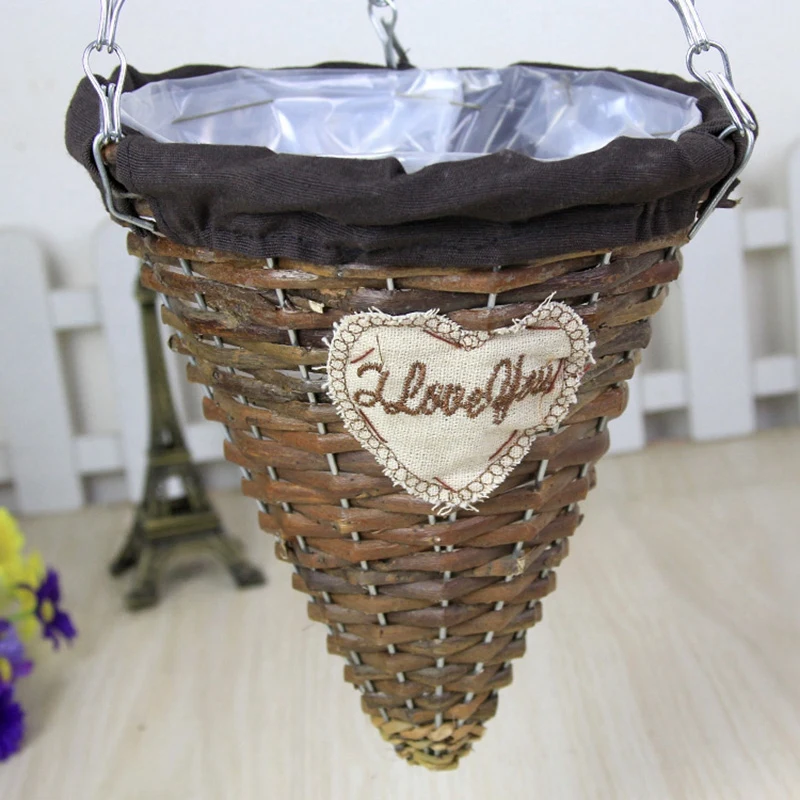 Натуральная плетеная подвесная корзина Цветочная Горшок Кашпо из ротанга