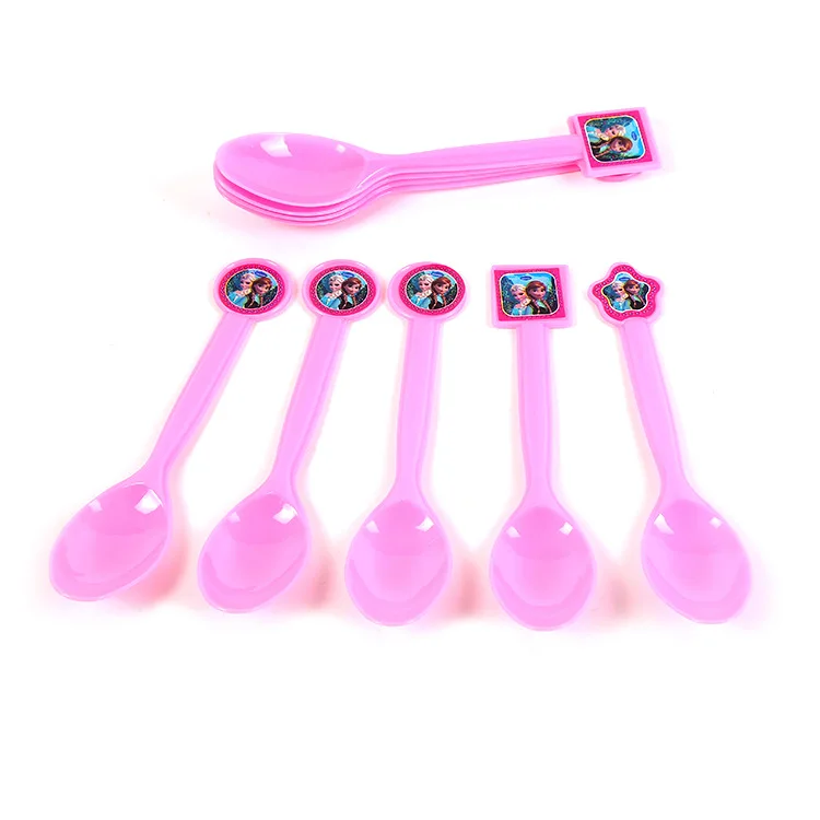 Spoon 10Pcs Холодное сердце Анна Лиза вечерние принадлежности День Рождения украшения одноразовые столовые приборы набор бумажные тарелки чашки баннер детский душ Декор - Цвет: Spoon 10Pcs