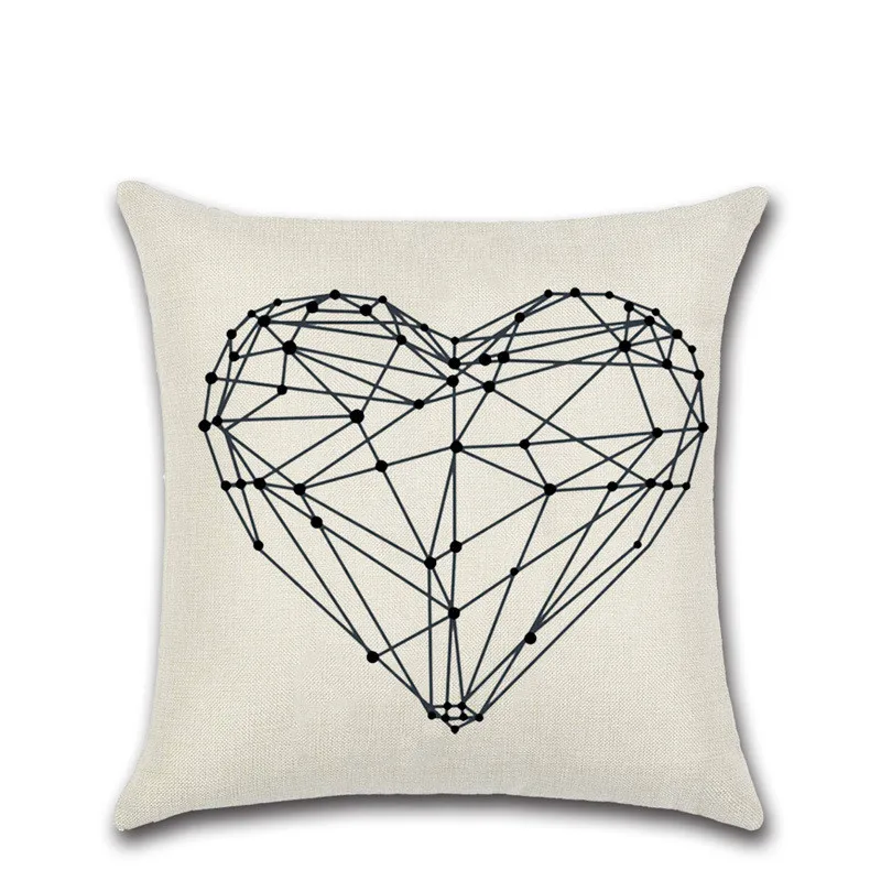 

Black and White Letter Cushion Cover Linen Throw Pillow Home Decoration Pillowcases Geometric Pillow Cover Polyester Pillow Case