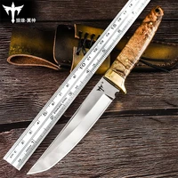 voltron outdoor survival tactical straight knife wilderness survival knife multi function camping knives wood handle d2 blade