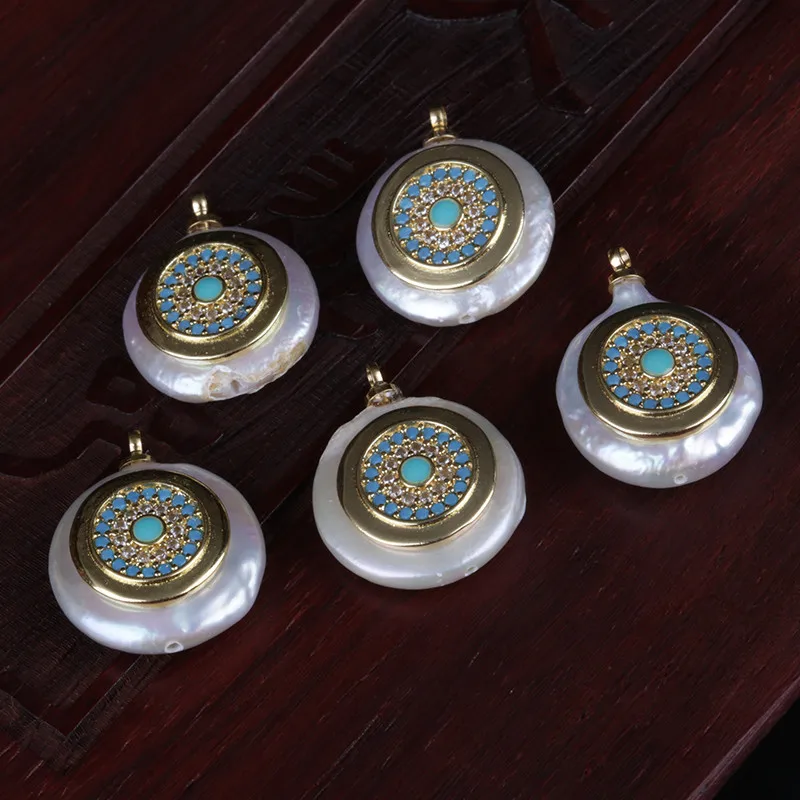 

10/шт./заказ монета пресноводный жемчуг золото мятно-зеленого цвета cz сглаза защита разъема кулон бусины для изготовления браслета Ассорти самодельные Украшения, Аксессуары