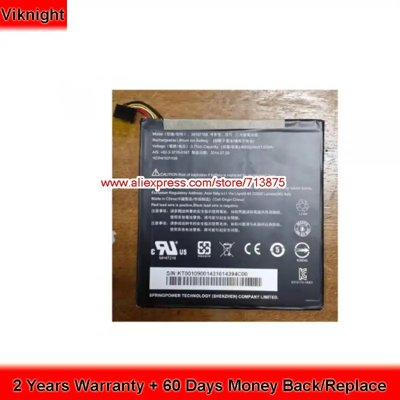 Подлинная 3 7 V 4600mAh 30107108 батарея для ACER Iconia Tab 8 A1 840 A1840 A1401 A1840FHD10L2|Аккумуляторы