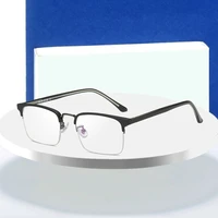 retro half rim metal frame glasses with tr90 temple legs for man casual browline optical spectacles