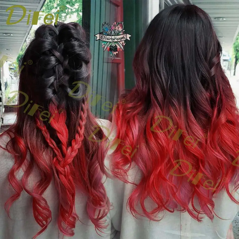DIFEI 24 inch Long Wavy Clip in one Piece Synthetic Hair Extension Brown Black Heat Resistant Fiber 5 Clips Hairpiece for Women