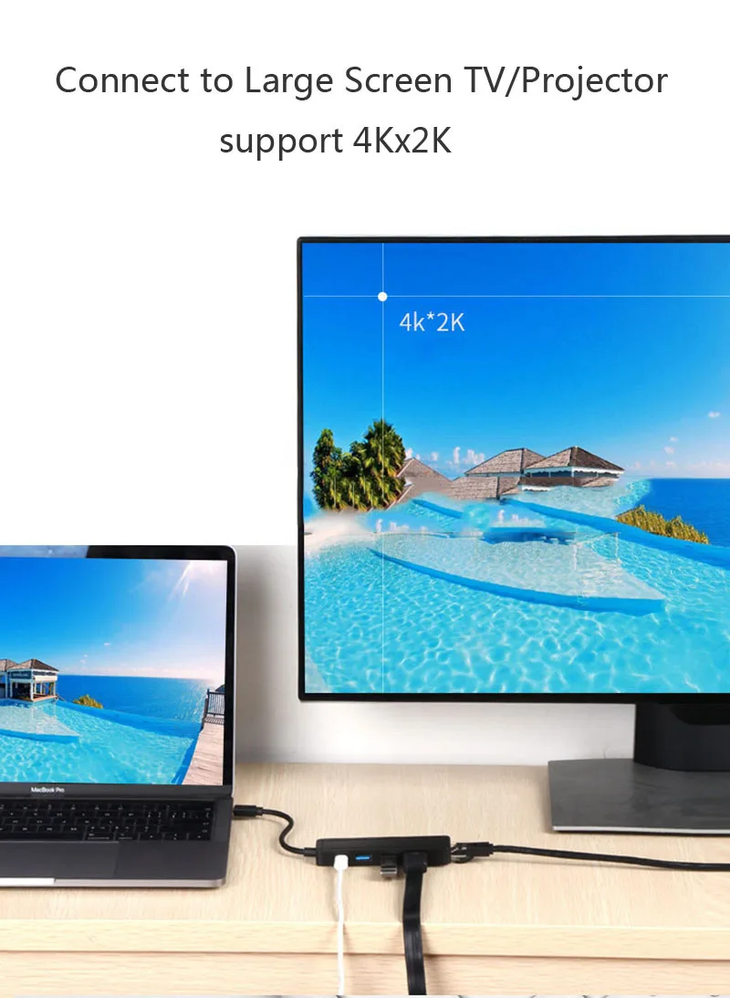 Адаптер с портом Type C на USB 3 0 Rj45 Gigabit Ethernet Lan 4K HDMI|Компьютерные кабели и разъемы| |