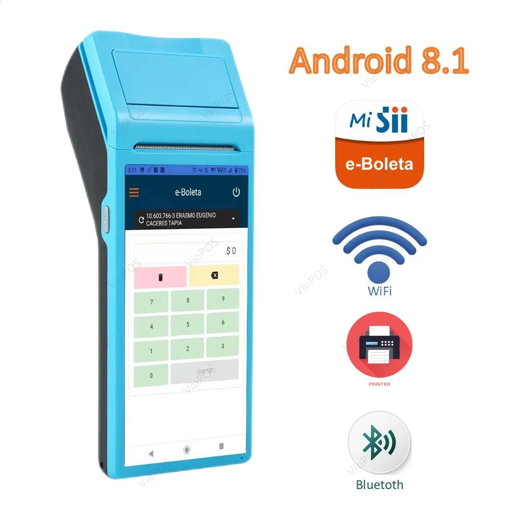 

Терминал для КПК, Android 8,1, POS 58 мм, термальный принтер для чеков, Bluetooth, со сканером камеры 1D, Qr, Wi-Fi, 3G, Loyverse E-boleta