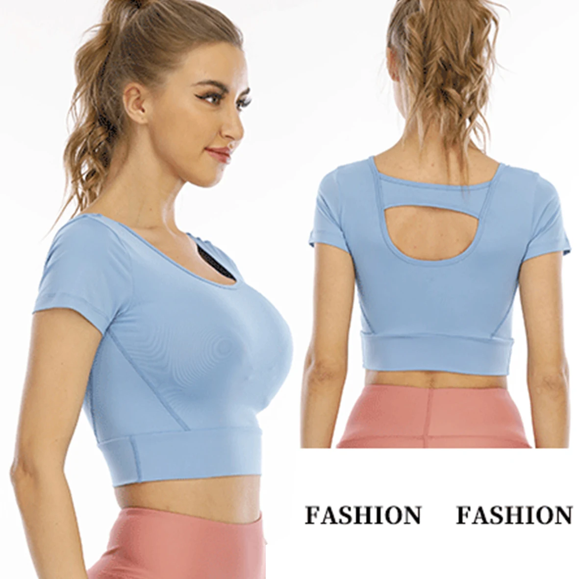 

2021 Yoga Top For Women Female Sports Short Top Quick Dry Sport Shirt Women Fitness Gym Top Fitness Shirt Yoga Running T-shirts