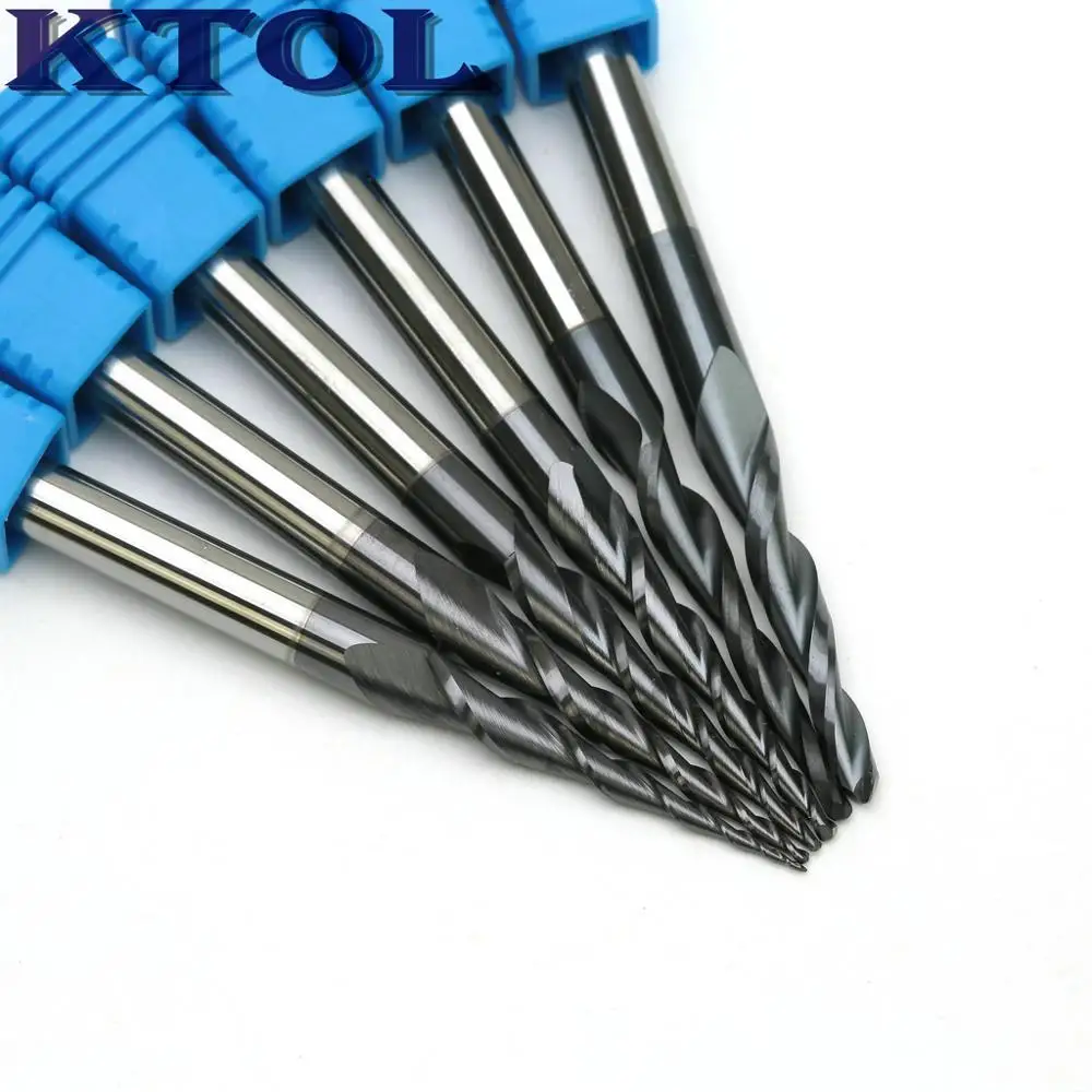 Индивидуальные 5 шт. R1.0 HRC55 конусные шариковые носовые фрезы карбидные из