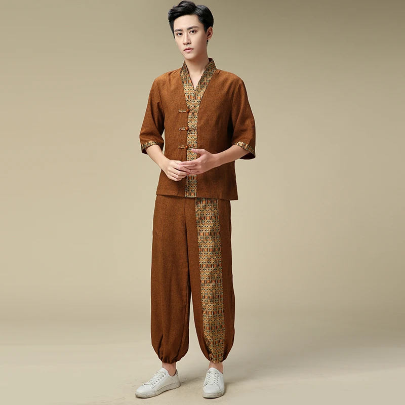 Свитания Мужская тайская форменная одежда официантов для отеля Рабочая кофе