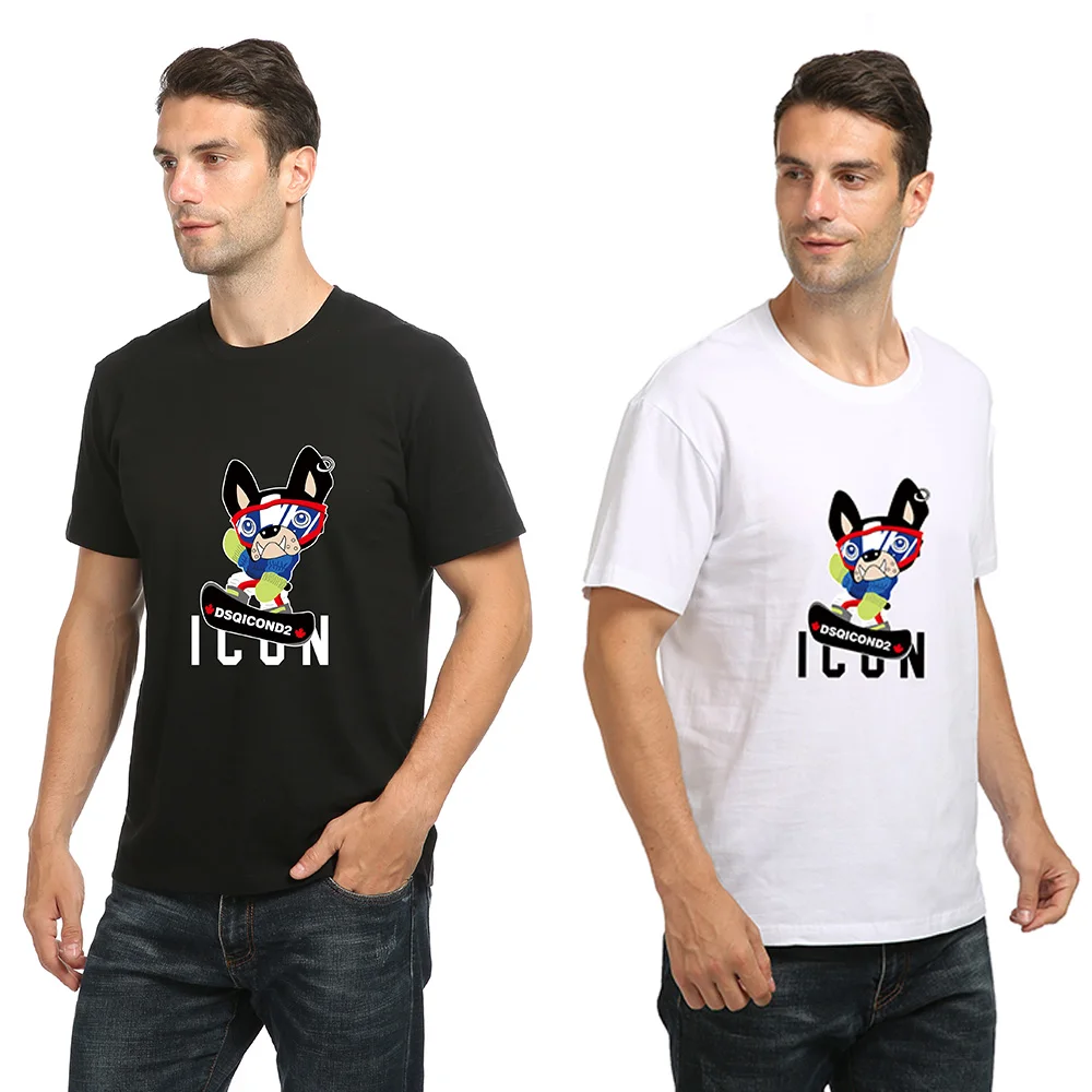 Летняя стильная футболка dsq2 с логотипом собаки 100% хлопок мужская и женская