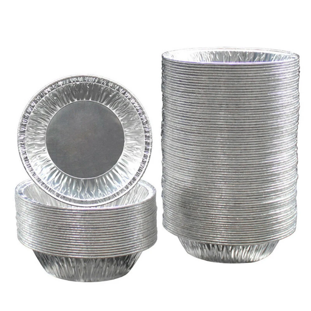 

100pcs Aluminium Cupcake Egg Tart Mold Cookie Pudding Mould Nonstick Cake Egg Baking Mold Pastry Tools