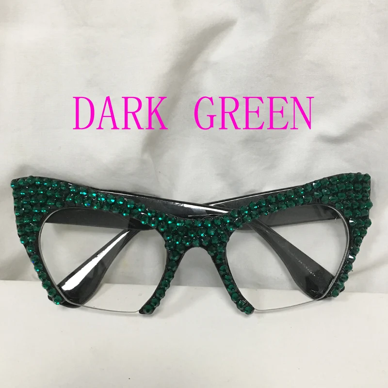 DARK GREEN Новинка, роскошные женские солнцезащитные очки с кристаллами, стразы, кошачьи глаза, солнцезащитные очки для женщин, украшения, женские дизайнерские очки - Цвет линз: DARK GREEN