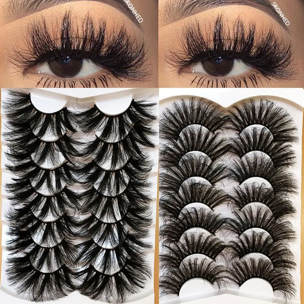

7 Pairs 6D 25mm Faux Mink Hair Lashes Fluffy Messy False Eyelashes Natural Long Thick Eye Lashes Extension Tool Cruelty Free