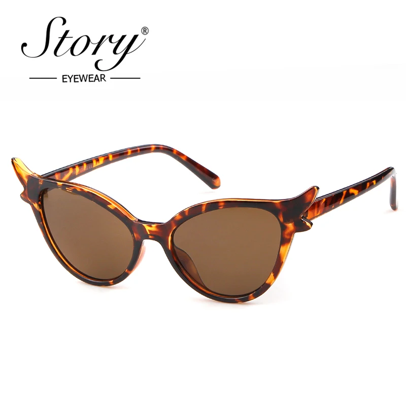 История 2018 черные солнцезащитные очки кошачий глаз Новые модные брендовые