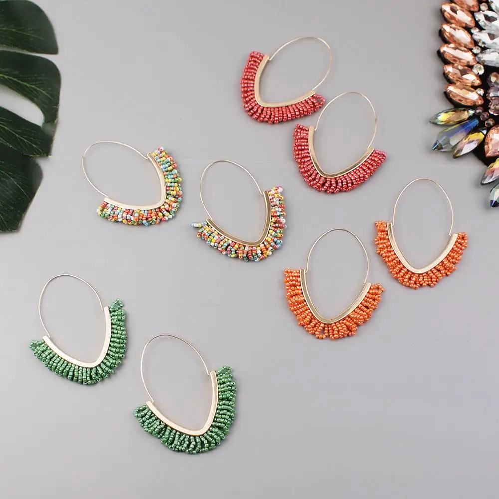 Богемные серьги-кольца MANILAI ручной работы для женщин разноцветные бусы