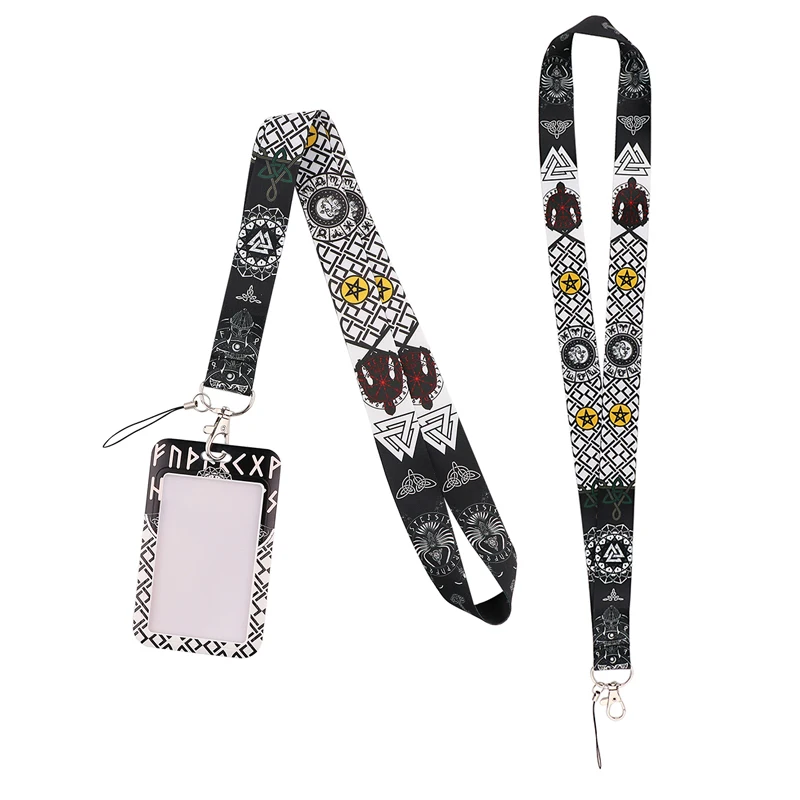 

AD1064 Patchfan Vintage Viking Symbol Necklack Lanyard Key Gym Strap Multifunction Mobile Phone With Card Holder Cover