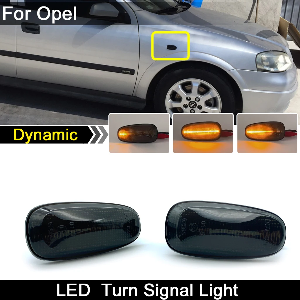 

For Opel Astra Zafira Frontiera Cadillac STS Chevrolet Corvette Smoked Lens LED Side Marker Light Dynamic Amber Turn Signal Lamp