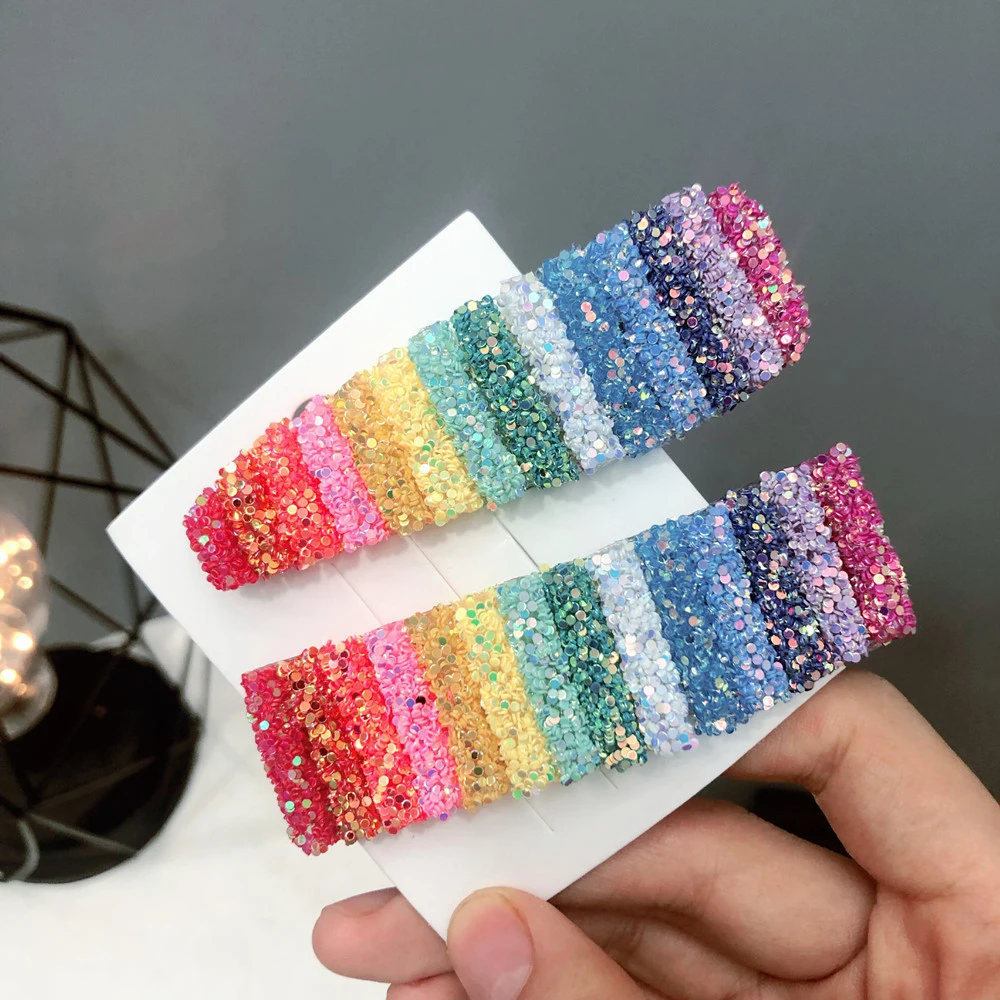 Girls Headwear rainbow stripe hairpin sequins shining head wear accessories for girls new fashion Christmas hair Deco |