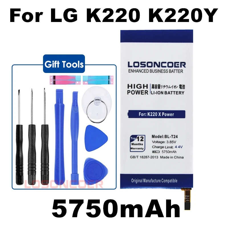 LOSONCOER 5750 мА/ч, BL-T24 Батарея для LG K220 X Мощность K220ds K220dsk K220dsz K220y K220z Ls755 сотовый телефон Батарея