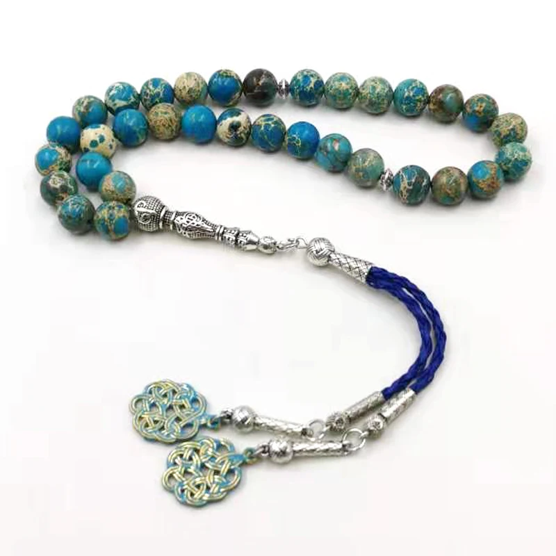 Мужской Tasbih натуральный камень jaspers 33 модные бусины misbaha специальный Розарий