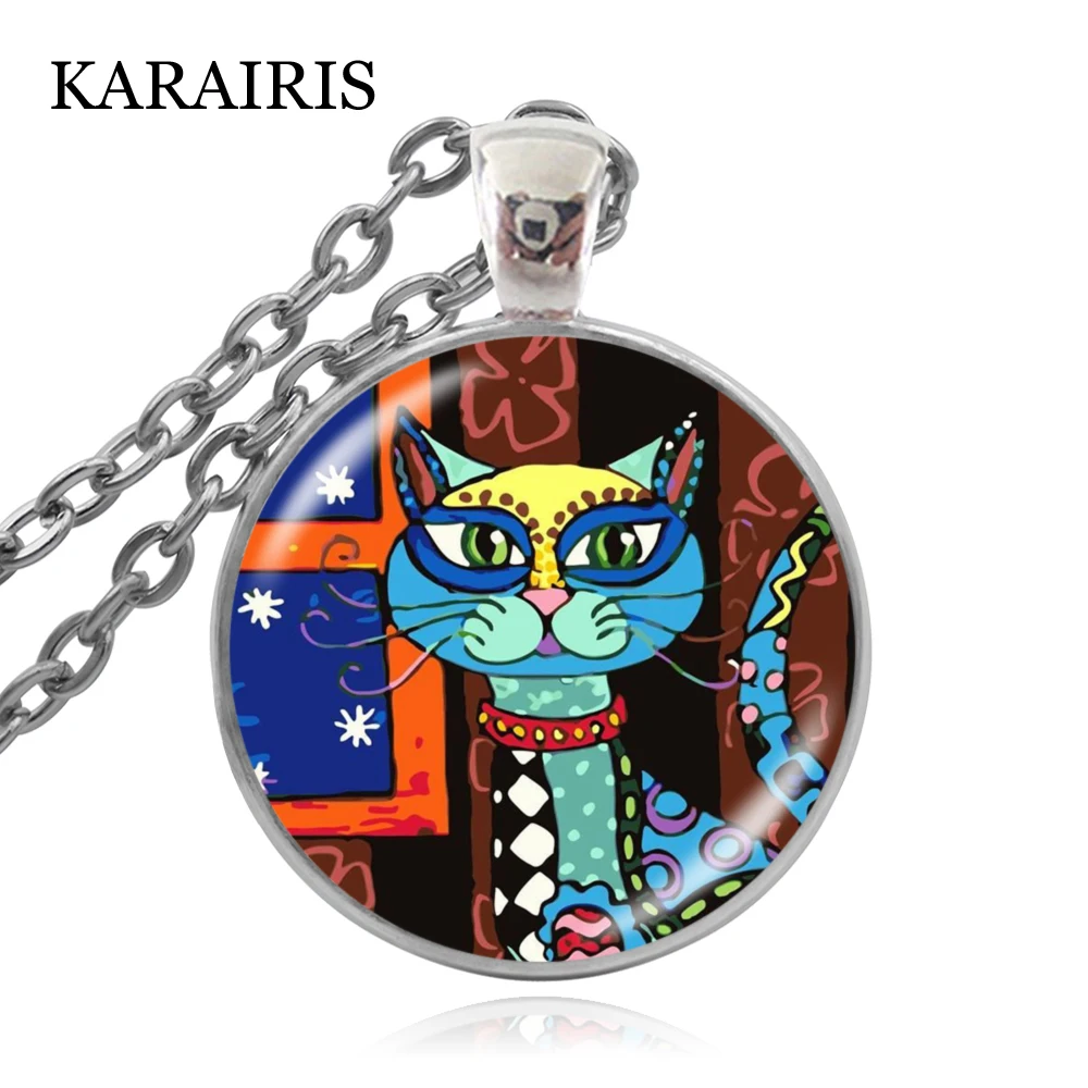 KARAIRIS новый дизайн красочное цветочное ожерелье с котенком семейное ручной
