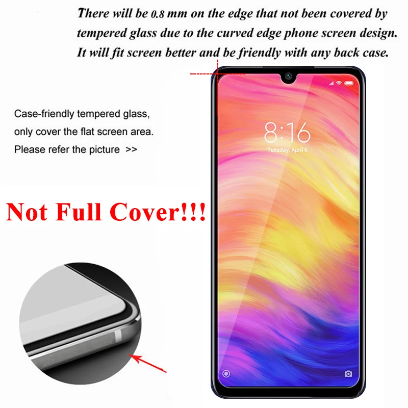 Закаленное стекло для xiaomi redmi note 7 armor xio mi redme note7 Защитная пленка для экрана ksio mi red mi no 7 защитный дисплей xiaomei 9H