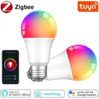 Светодиодсветильник лампа Zigbee 3,0 Tuya RGB + WW + CW E27, светодиодная лампа для умного дома, совместимая с Alexa Google Assistant, декор для рождественской вечеринки