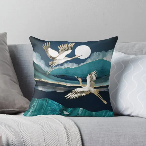 

Midnight Cranes Printing Throw Pillow Cover Fashion Hotel Waist Bedroom Wedding Decor Decorative Throw Pillows not include