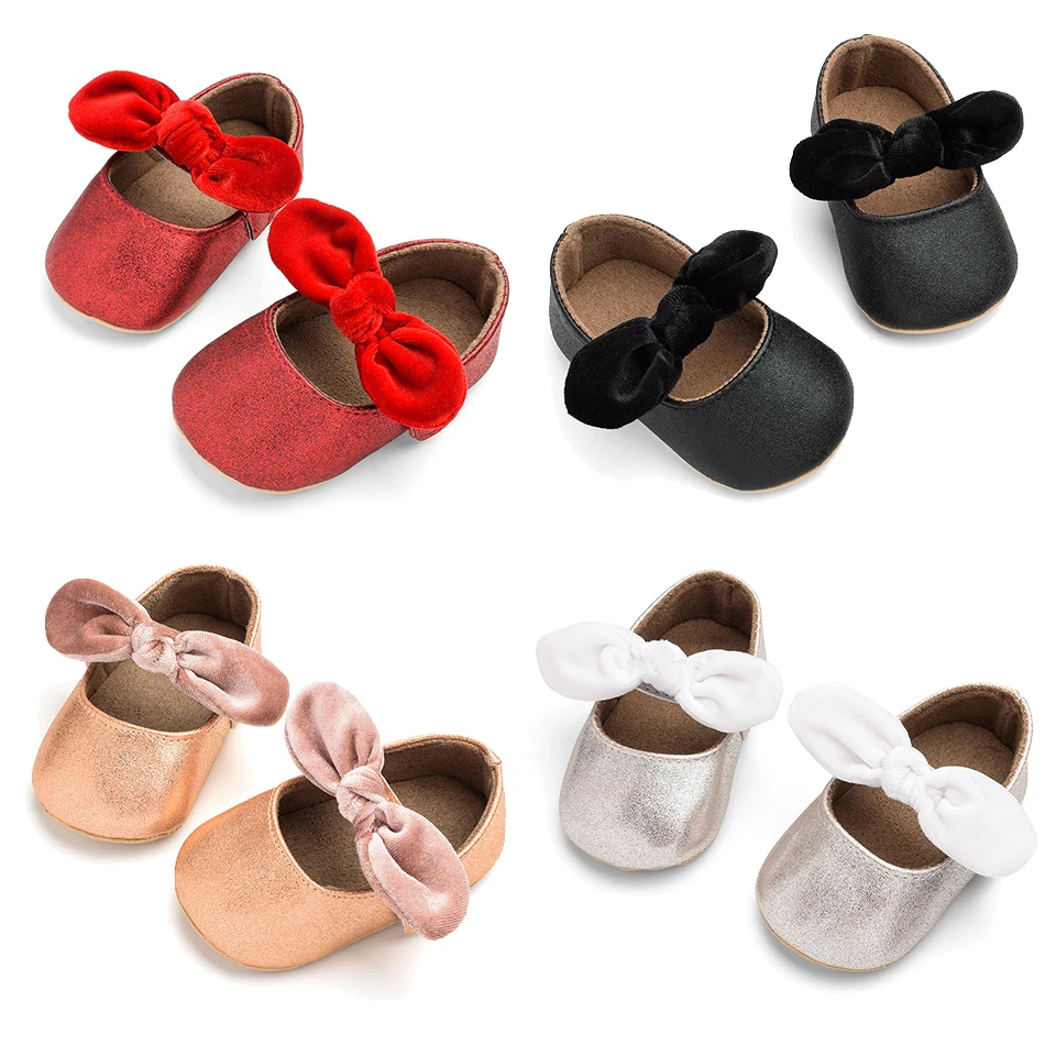 

Детская обувь для первых шагов, детские шлепанцы на мягкой подошве с бантом и петлей, для девочек 0-12 месяцев