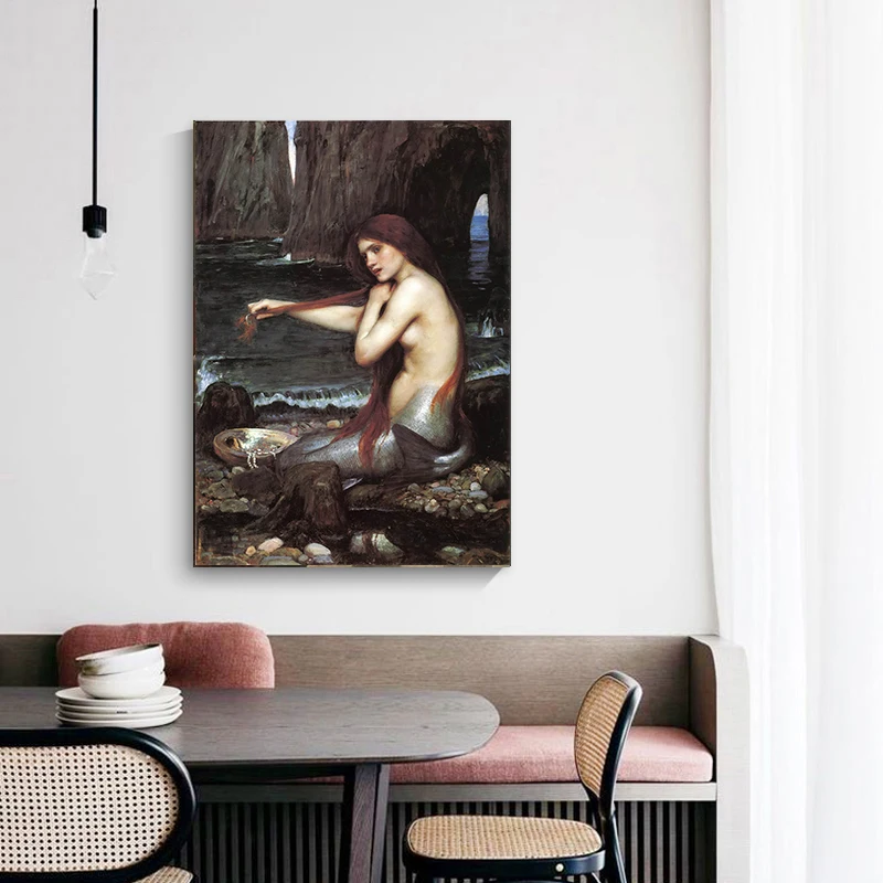 

Citon William Waterhouse《A Mermaid》Canvas oil painting World Famous Artwork Poster Picture Modern Wall Art Decor Home Decoration
