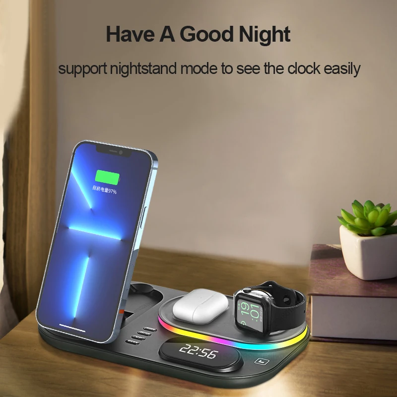 30w 4 in 1 wireless chargers for iphone13 pro 12 11pro max fast charging dock station for apple watch 7 6airpods pro charger free global shipping