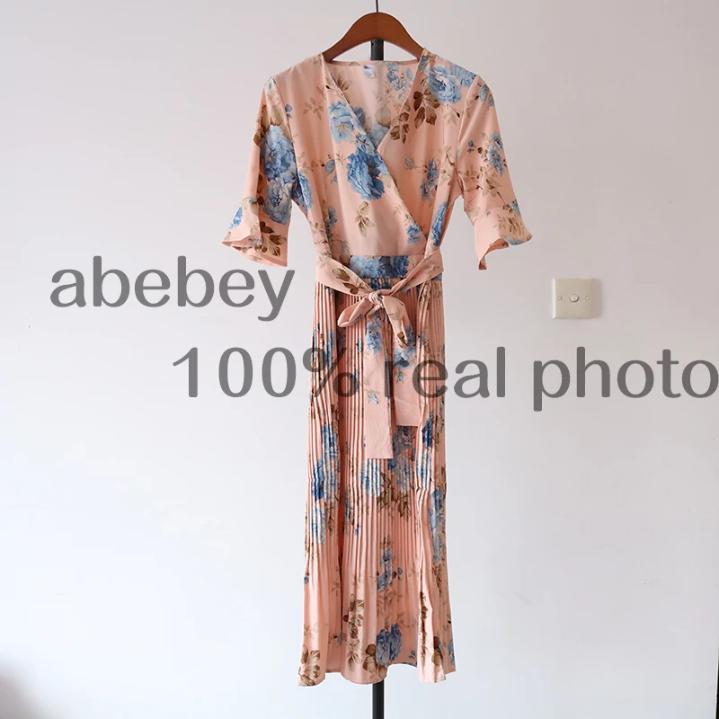 Boho 2021 V образным вырезом Цветочный принт летнее Бандажное платье миди длинные