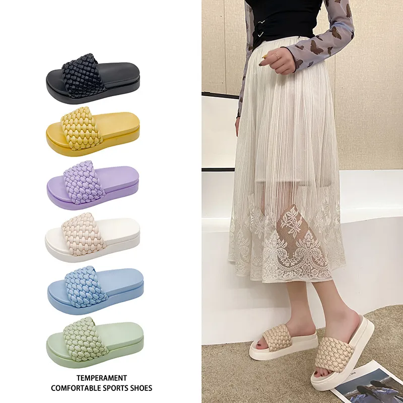 

Flat Shoes Female House Slippers Platform Luxury Slides Loafers Low Slipers Women Lady Summer Designer Soft 2021 Girl PU Rubber