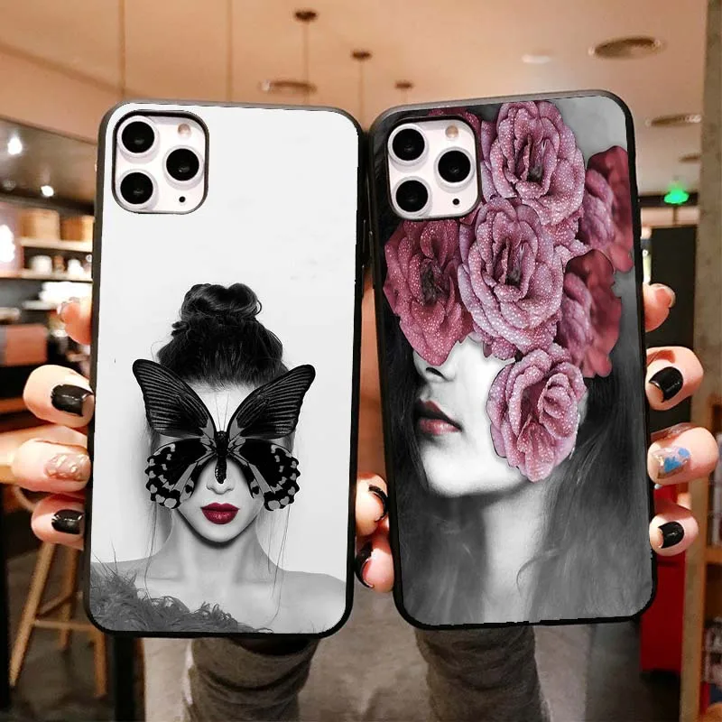 Модный женский чехол из ТПУ с цветами и бабочками для iphone 11 12 mini pro Max X Xr 6 7 8 plus 6s Xs Se