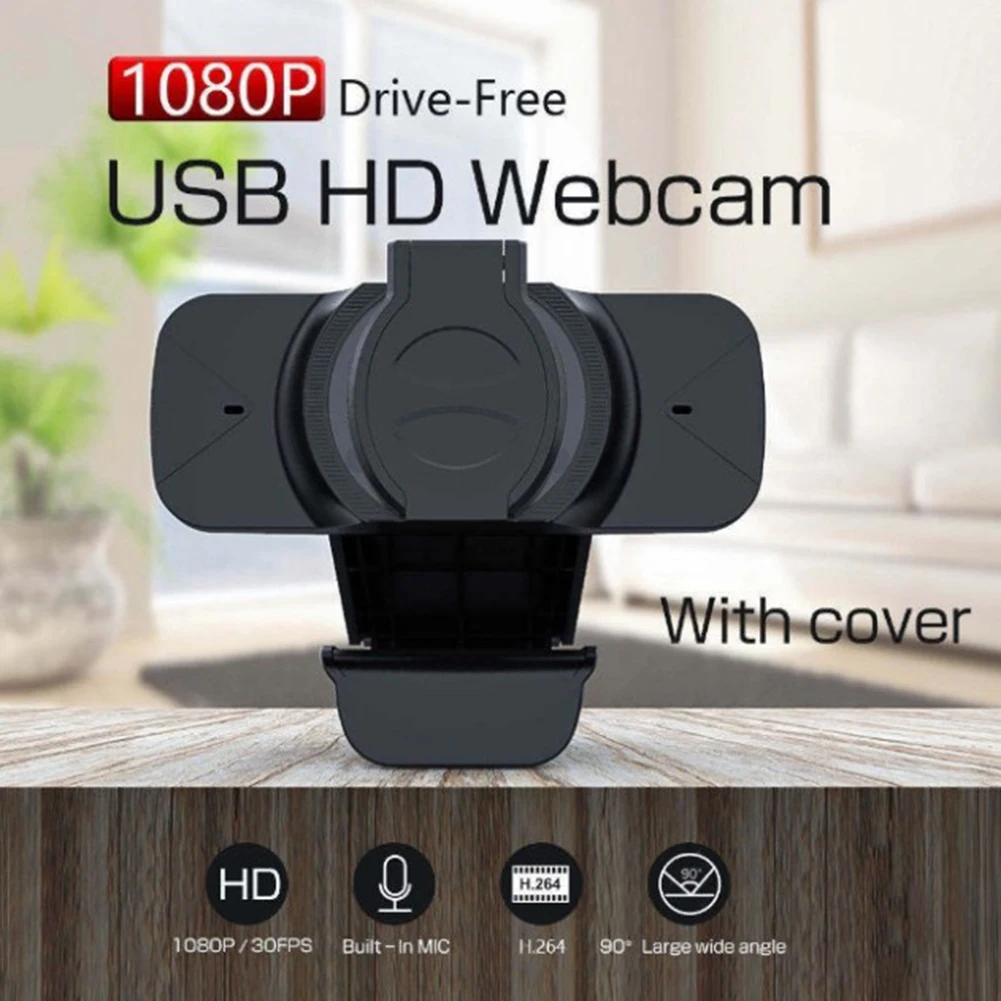 

W8 HD Webcam Dual Built-in Mic 1920 x 1080P USB Web Camera with Privacy Cover for Office Caring Computer Supplies