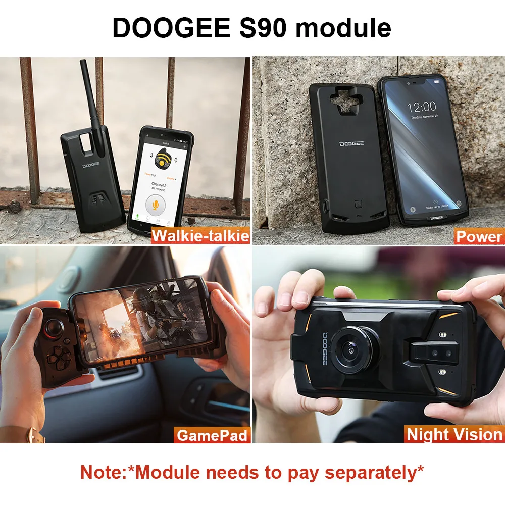 Модульный усиленный телефон DOOGEE S90 6 18-дюймовый дисплей 5050 мАч Helio P60 восемь ядер